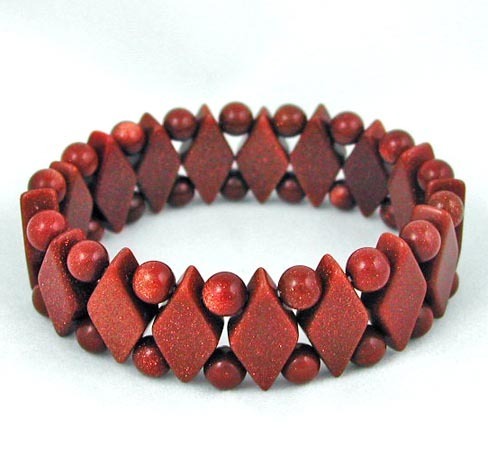 Brown Goldstone Stretch Bead Bracelet.jpg